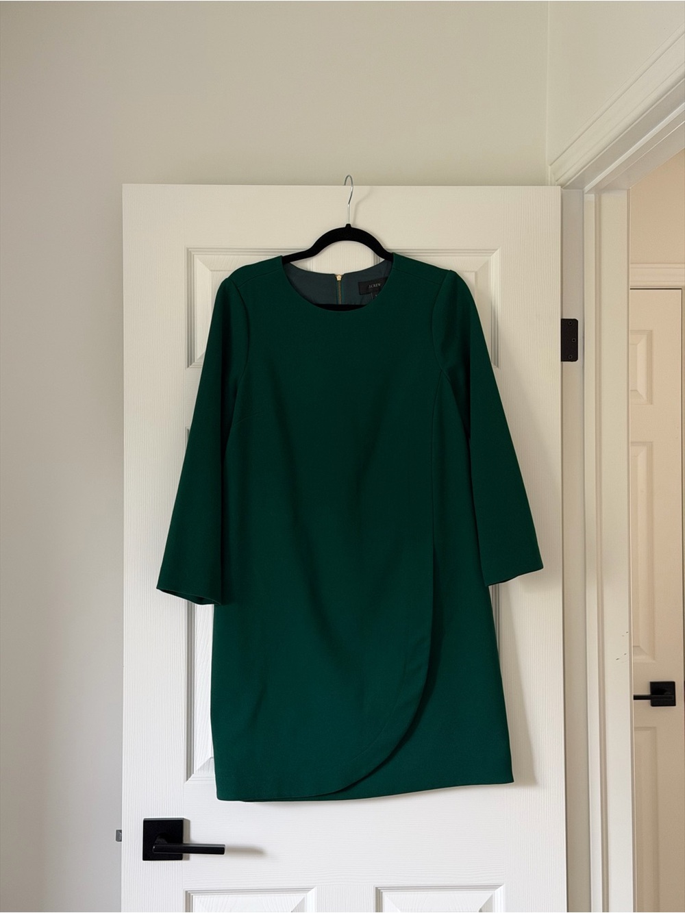 J. Crew | Classic Shift Dress in Deep Green with Gold Zipper